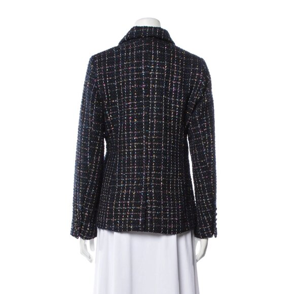 House of Harlow 1960 Double Breasted Metallic Tweed Pattern Blazer Navy Size XS - Picture 3 of 10